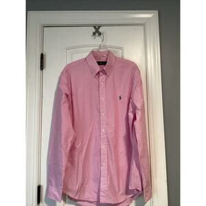 POLO RALPH LAUREN GINGHAM Check‎ SHIRT L PINK WHITE CLASSIC BUTTON DRESS PONY
